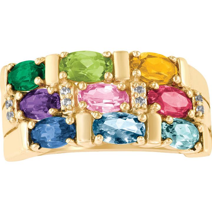 Artcarved Celebrations Of Life Womens Genuine Multi Color Multi Stone 10k Gold Band
