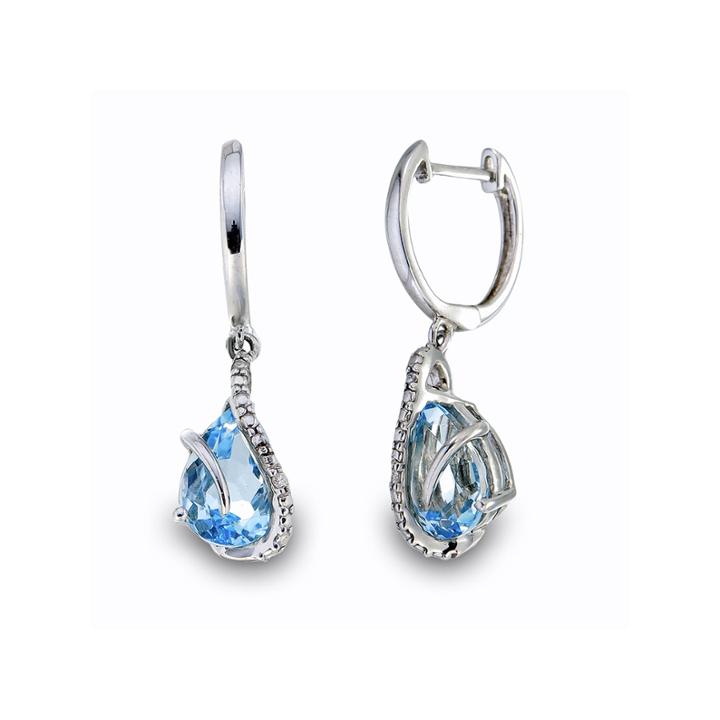 Diamond Accent Blue Topaz Drop Earrings