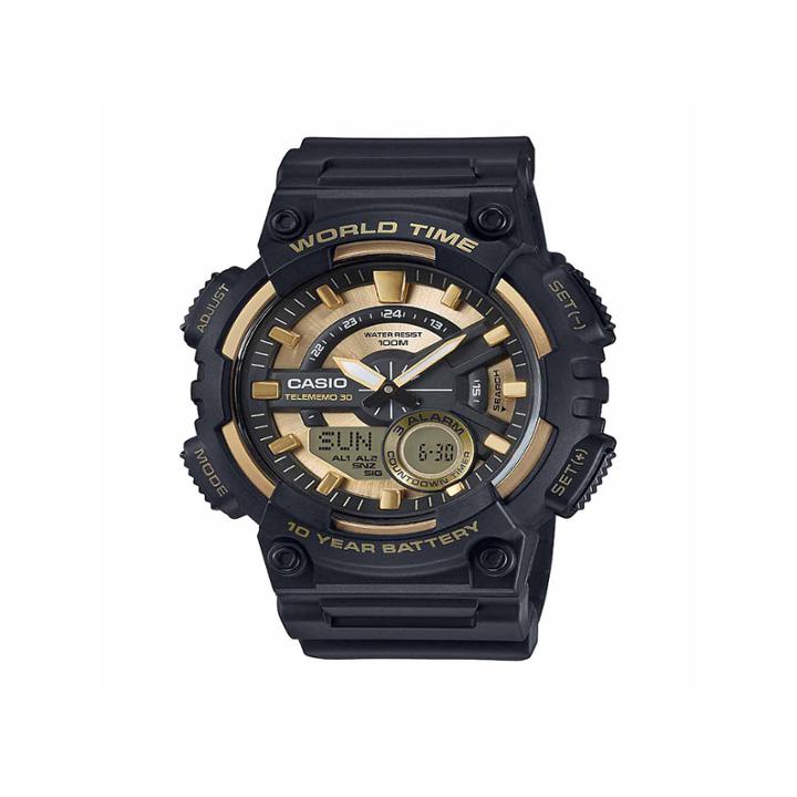 Casio Table Mens Gold Tone Strap Watch-aeq110bw-9pb