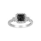 1 Ct. T.w. Black & White Diamond 14k White Gold Bridal Ring