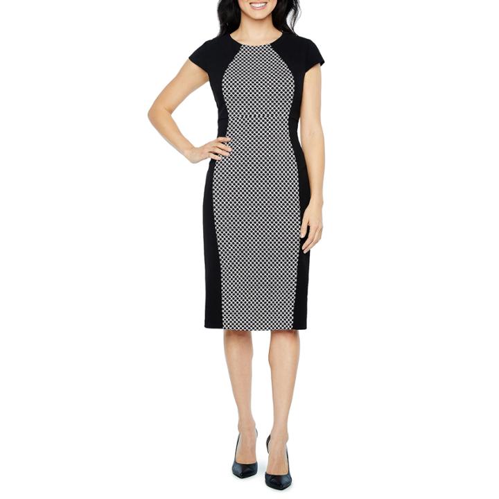 Liz Claiborne Short Sleeve Pattern Sheath Dress