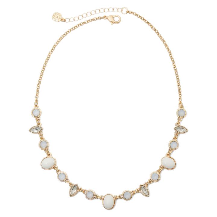 Monet Gold-tone And White Collar Necklace