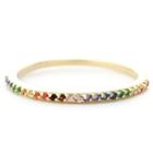 Silver Treasures Pave Rainbow Stackable Womens Multi Color Gold Over Silver Stackable Ring