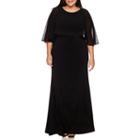 Melrose Beaded-waist Capelet Gown - Plus
