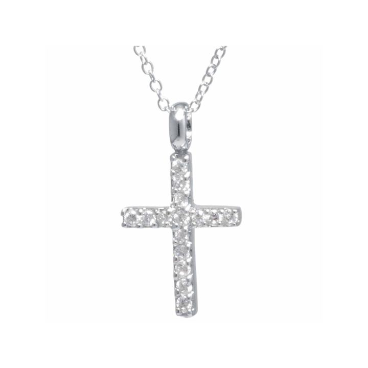 Silver Treasures Womens Cubic Zirconia Sterling Silver Pendant Necklace