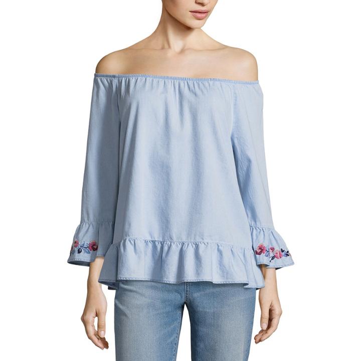 St. John's Bay Short Sleeve Woven Blouse-talls