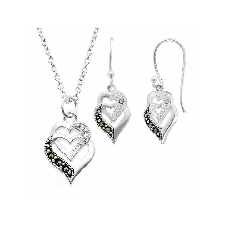 Sparkle Allure Le Vieux 2-pc. Marcasite Silver Over Brass Jewelry Set