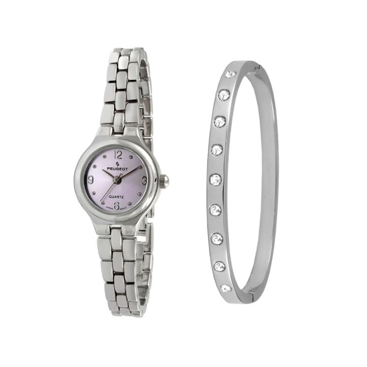 Peugeot Womens Silver Tone 2-pc. Watch Boxed Set-1015pst