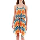 City Triangles Sleeveless Aztec Print Handkerchief-hem Necklace-trim Dress