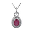 1/3 Ct. T.w. Diamond And Lead Glass-filled Ruby Oval Drop Pendant Necklace