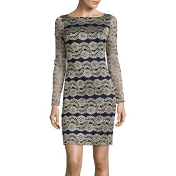 La Nouvelle Renaissance Long-sleeve Lace Shift Dress