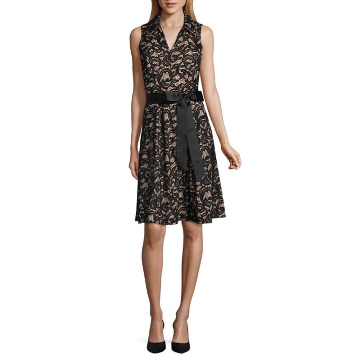 Robbie Bee Sleeveless Shirt Dress-petite