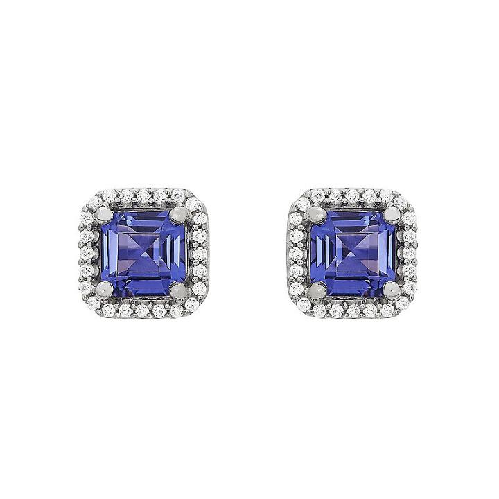 Simulated Purple Tanzanite Sterling Silver Stud Earrings