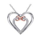 1/10 Ct. T.w. Diamond Sterling Silver With Rose Gold Over Silver Heart Pendant Necklace