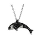 Animal Planet&trade; Australia Orca Whale Crystal Sterling Silver Pendant Necklace