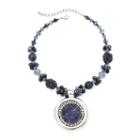 Mixit&trade; Blue And Silver-tone Bead And Nugget Pendant Necklace