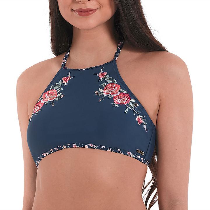 Wallflower Floral Halter Swimsuit Top-juniors