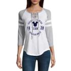 3/4 Sleeve V Neck Mickey Mouse T-shirt- Juniors