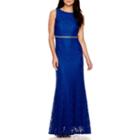 Melrose Sleeveless Belted Lace Gown