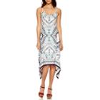 Weslee Rose Print Handkerchief-hem Maxi Dress