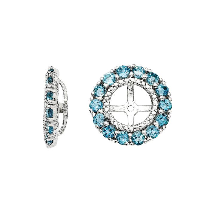 Diamond Accent And Irradiated Swiss Blue Topaz Sterling Silver Earring Jackets