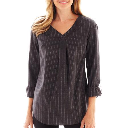 Worthington 3/4-sleeve Roll-tab Tunic Blouse