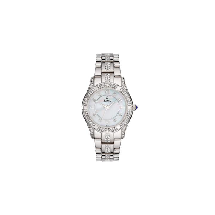 Bulova Womens Crystal-accent Silver-tone Bracelet Watch 96l116