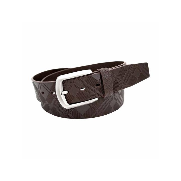 Stacy Adams Brush Nickel Buckle Single Leather Pattern Belt