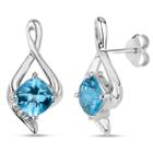 Sterling Silver Blue And White Genuine Topaz Stud Earrings Featuring Swarovski Genuine Gemstones