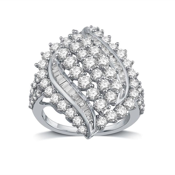 Womens 3 Ct. T.w. Diamond White 10k White Gold Cocktail Ring
