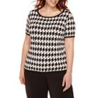Liz Claiborne Short-sleeve Houndstooth Sweater - Plus