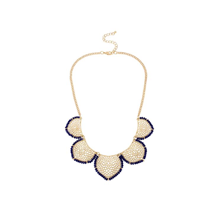 Bleu&trade; Blue Bead Gold-tone Collar Necklace