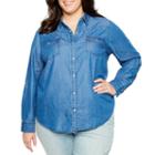 B+ Chambray Button-down Shirt - Plus