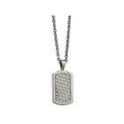 Mens Stainless Steel Basket Weave Dog Tag Pendant