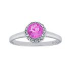 Faceted Lab-created Pink Sapphire & White Topaz Sterling Silver Ring