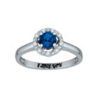 Personalized Simulated Birthstone & Cubic Zirconia Halo Ring