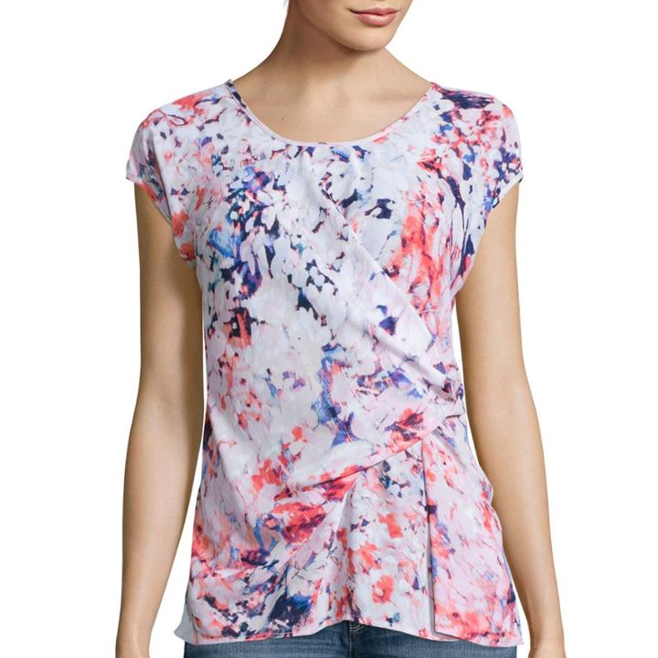 A.n.a Short-sleeve Knot-front Woven Blouse