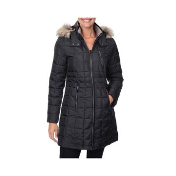 Fleet Street Box Quilt Faux-down Puffer Jacket With Faux-fur Hood