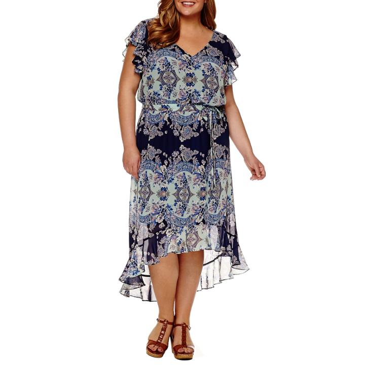 R & K Originals Short Sleeve Maxi Dress-plus