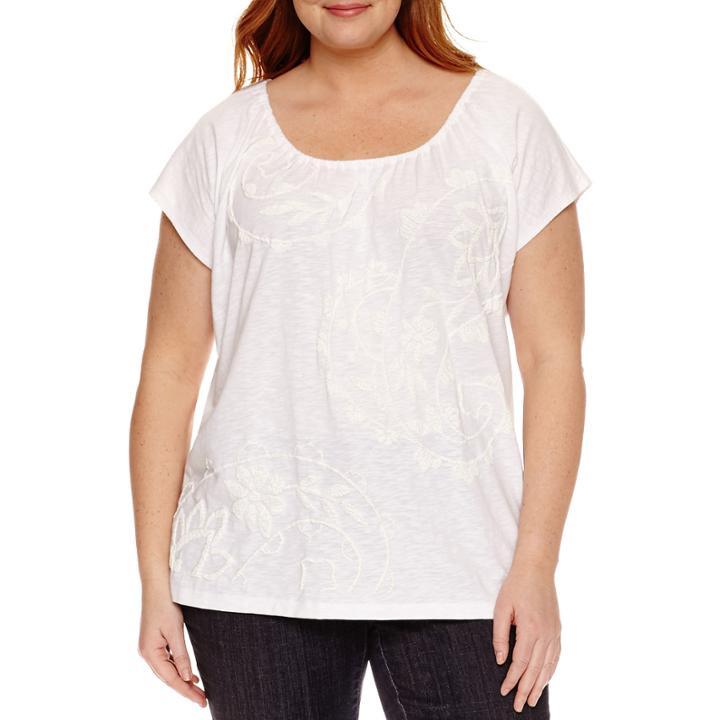 St. John's Bay Short Sleeve Paisley T-shirt - Plus