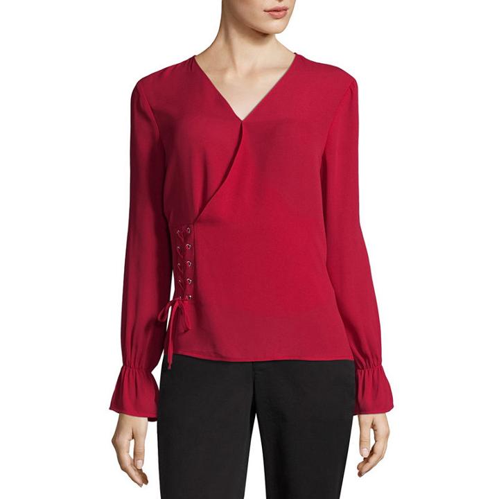 Worthington Surplice Lace Top- Talls