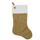 20 Natural Tan Christmas Tree Stocking With Button And Fleece Cuff