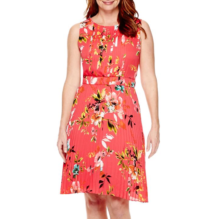 Liz Claiborne Sleeveless Pleated Dress - Petite