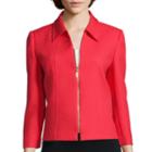 Chelsea Rose 3/4-sleeve Textured Zip-front Jacket