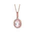 Limited Quantities Genuine Morganite & Diamond 10k Rose Gold Pendant