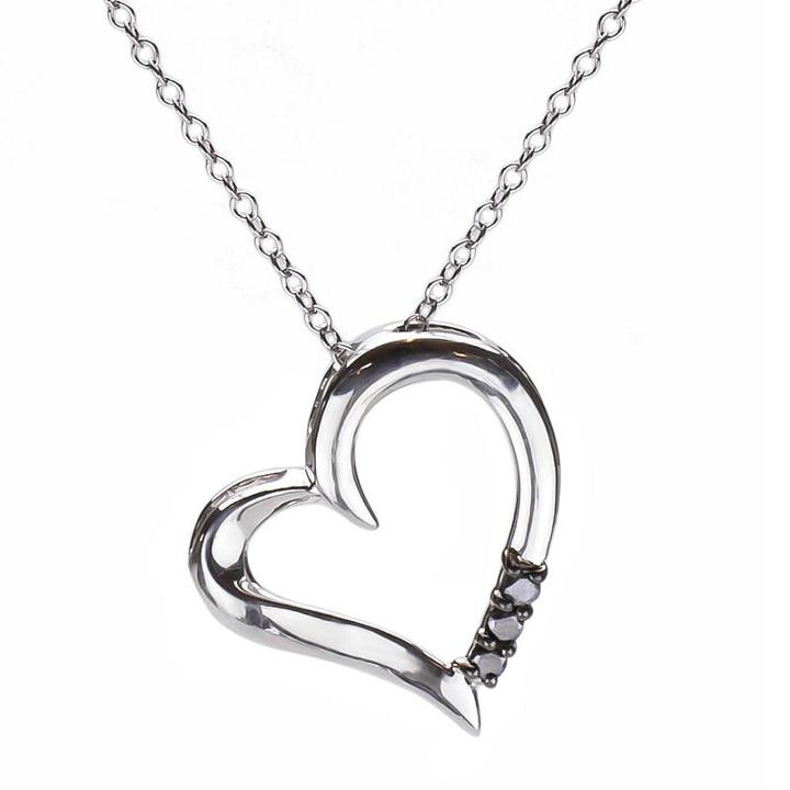 Womens 1/10 Ct. T.w. Black Diamond Heart Pendant Necklace