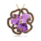 Limited Quantities Grand Sample Sale By Le Vian Grape Amethyst, Chocolate Quartz & Vanilla Topaz 14k Strawberry Gold Le Vian Crazy Collection Pend