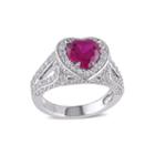 Heart-shaped Lab-created Ruby And Lab-created White Sapphire Sterling Silver Ring