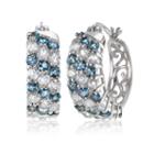 Fine Jewelry Blue Topaz Sterling Silver Hoop Earrings