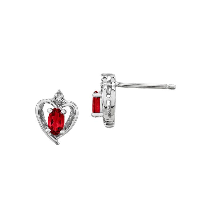 Diamond Accent Oval & Lab-created Ruby Sterling Silver Stud Earrings